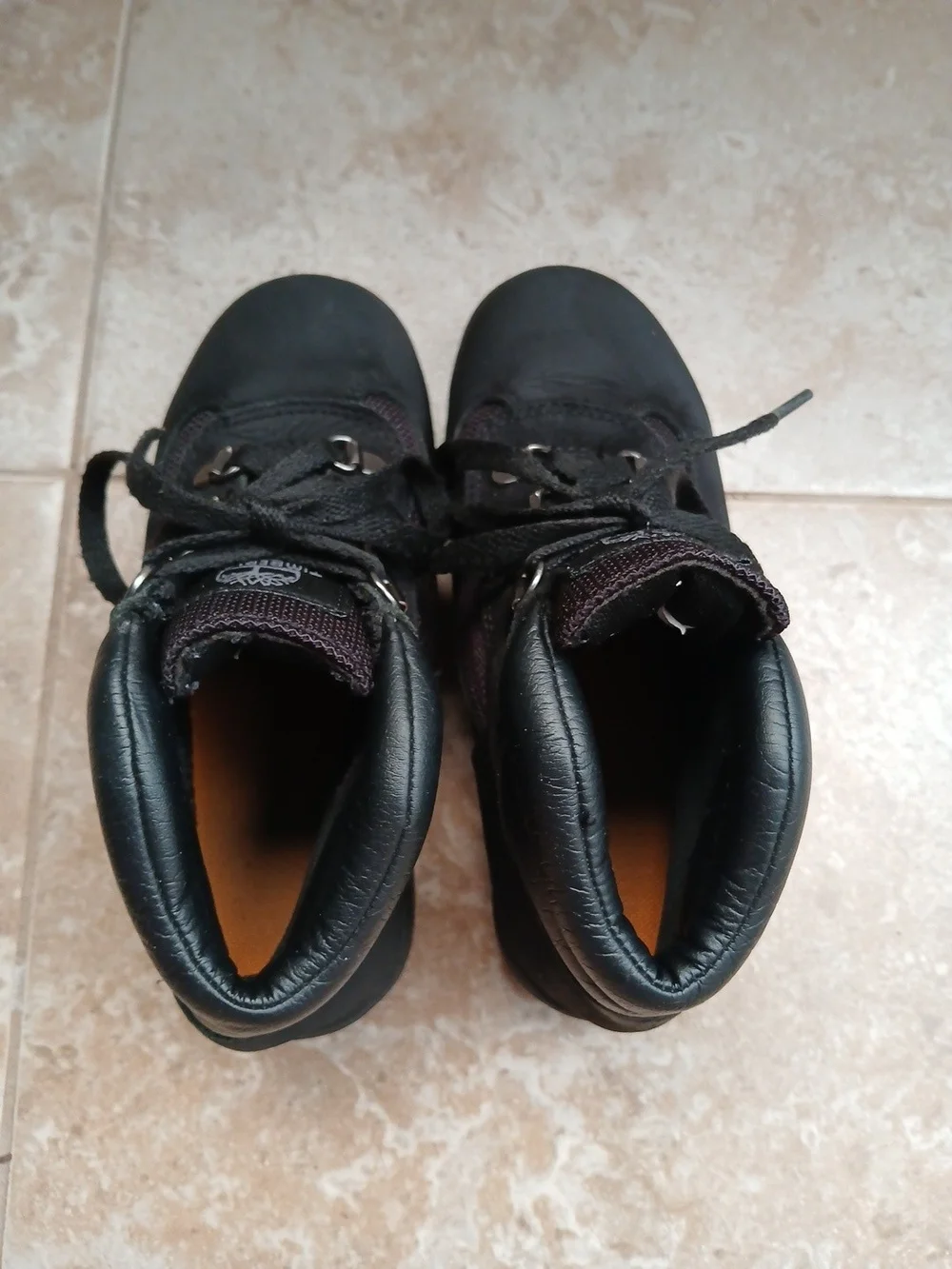 Timberland Youth Size 1 Black Leather Hiking Outdoor Boots